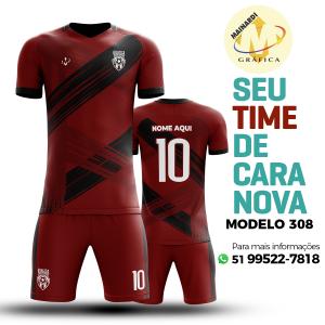 Camiseta de Futebol - Modelo 0308   Impressão Total do Tecido   