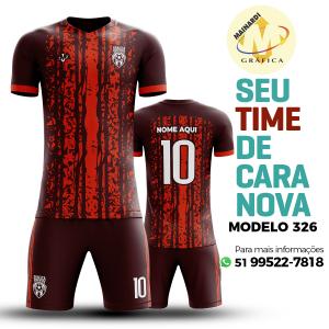 Camiseta de Futebol - Modelo 0326   Impressão Total do Tecido   