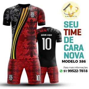 Camiseta de Futebol - Modelo 0386   Impressão Total do Tecido   