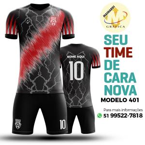 Camiseta de Futebol - Modelo 0401   Impressão Total do Tecido   