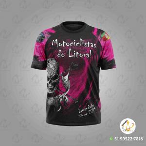 CAMISETA MOTOCICLISTAS DO LITORAL FEMININA - Ref 374 Tecido Poliéster com Elastano     