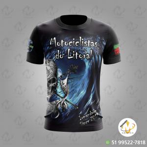 Camiseta Motociclistas do Litoral - ref 370 Tecido Dry Fit com Elastano     