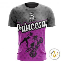 Ref. 125 - Camiseta Raglan Princesas Duas Rodas Tecido Poliéster com Elastano  Impressão Total do Tecido   